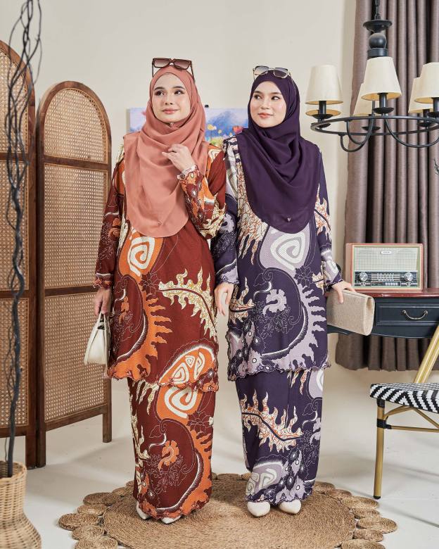 Baju Kurung Sulam Batik Ashalee - Dewi Purple