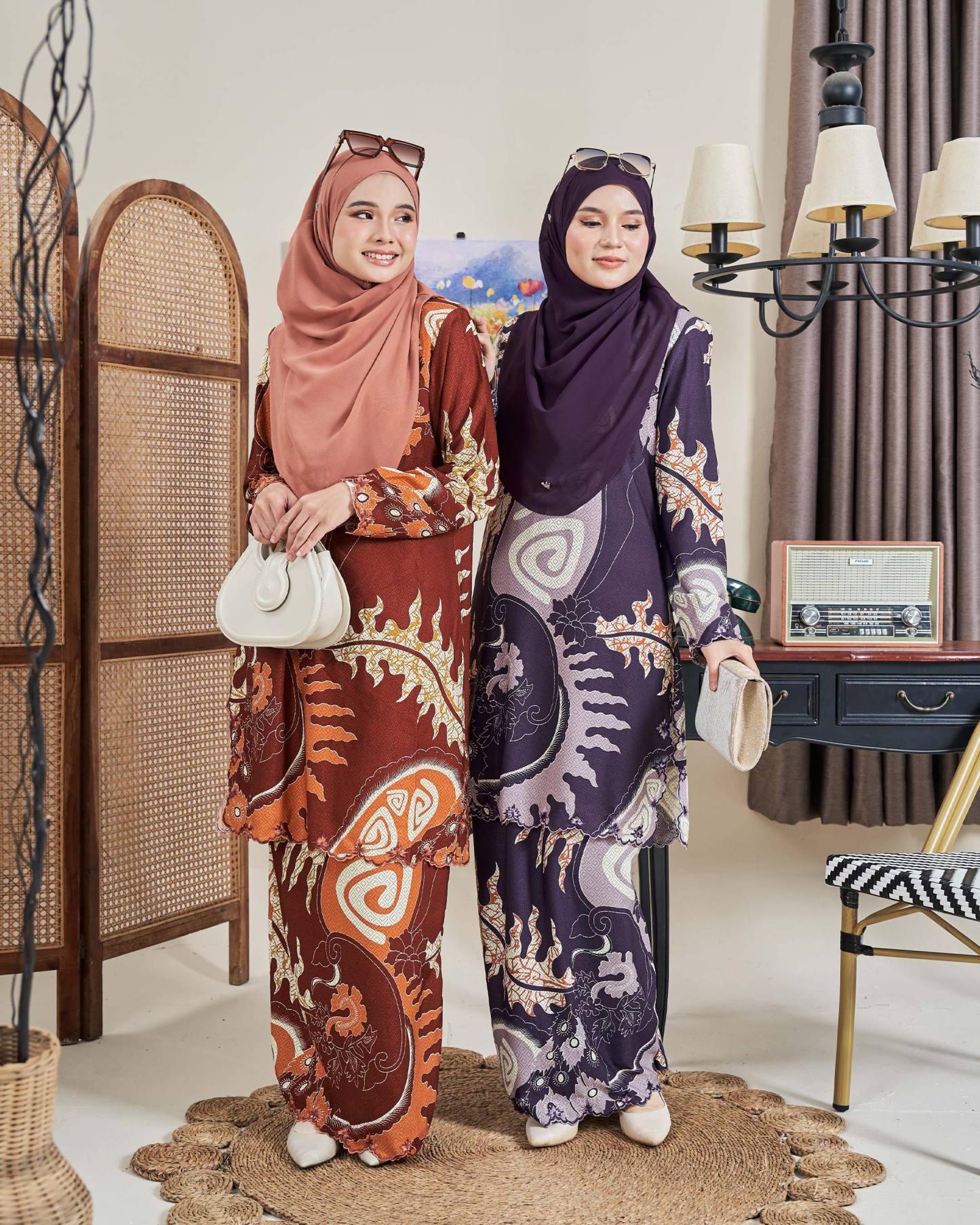 Baju Kurung Sulam Batik Ashalee - Dewi Brick Orange