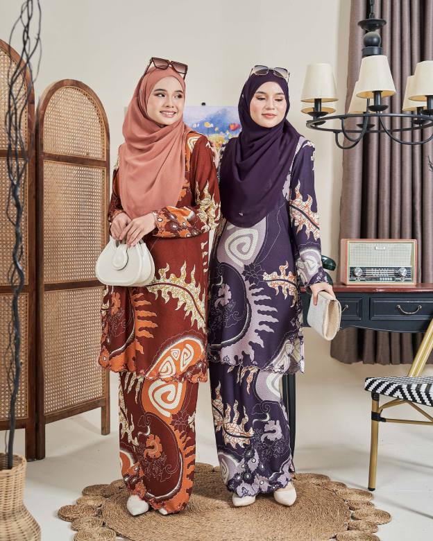 Baju Kurung Sulam Batik Ashalee - Dewi Brick Orange
