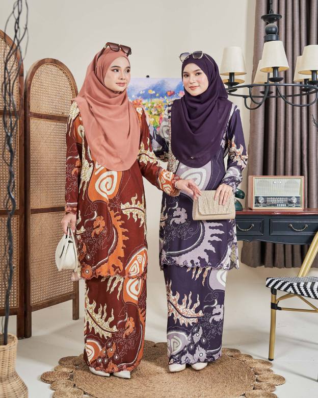 Baju Kurung Sulam Batik Ashalee - Dewi Brick Orange