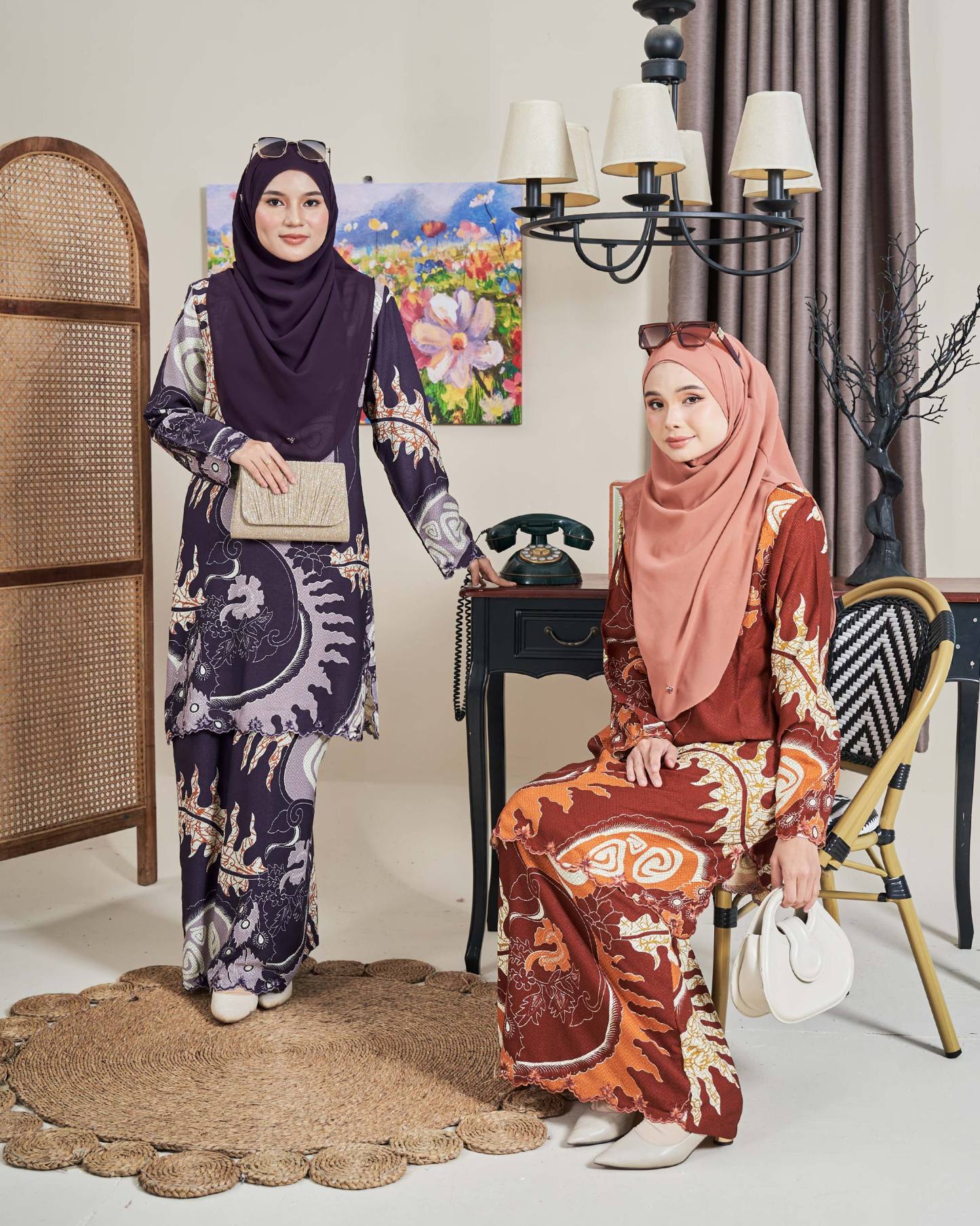 Baju Kurung Sulam Batik Ashalee - Dewi Purple