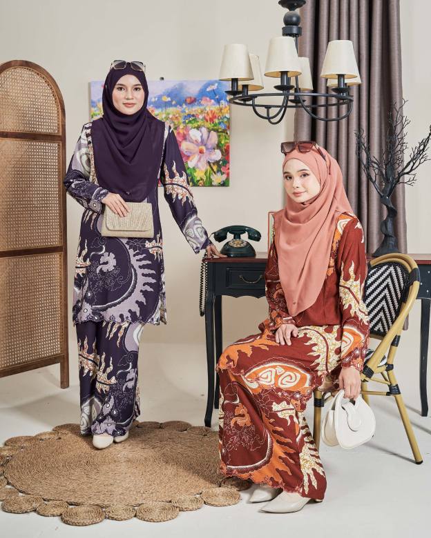 Baju Kurung Sulam Batik Ashalee - Dewi Purple