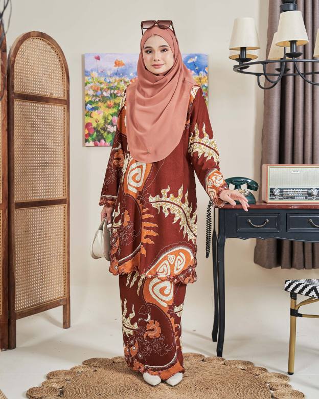 Baju Kurung Sulam Batik Ashalee - Dewi Brick Orange