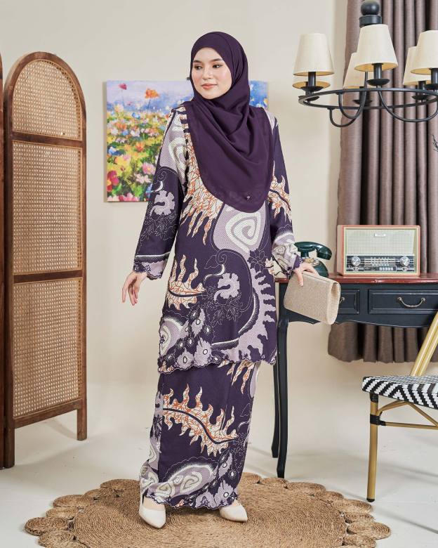Baju Kurung Sulam Batik Ashalee - Dewi Purple