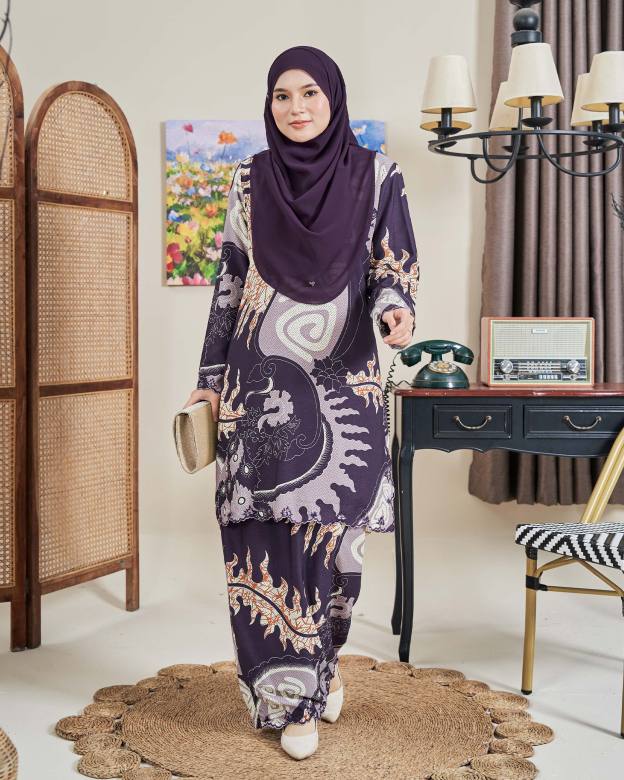 Baju Kurung Sulam Batik Ashalee - Dewi Purple