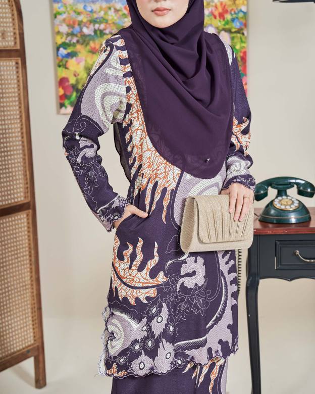 Baju Kurung Sulam Batik Ashalee - Dewi Purple