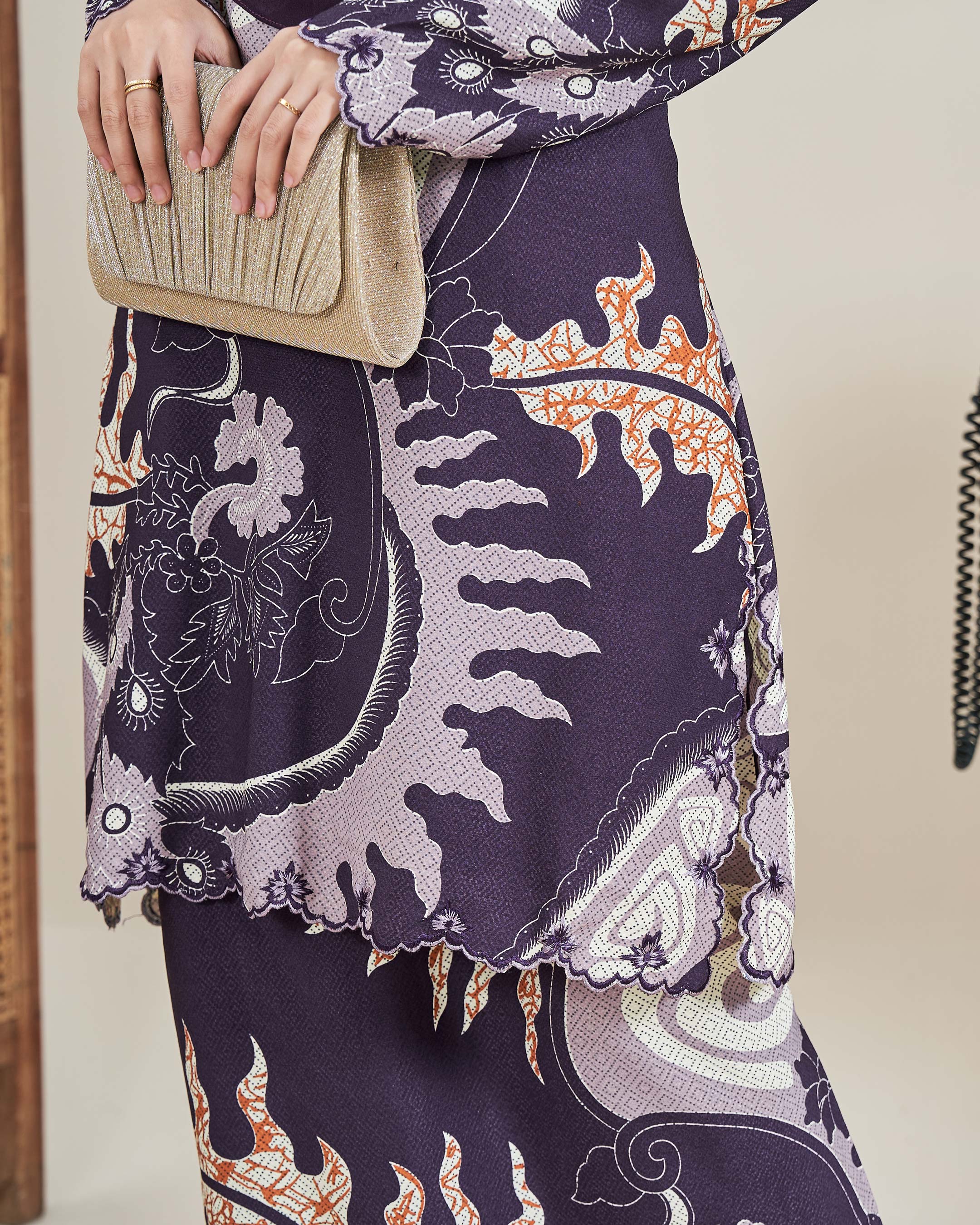 Baju Kurung Sulam Batik Ashalee - Dewi Purple