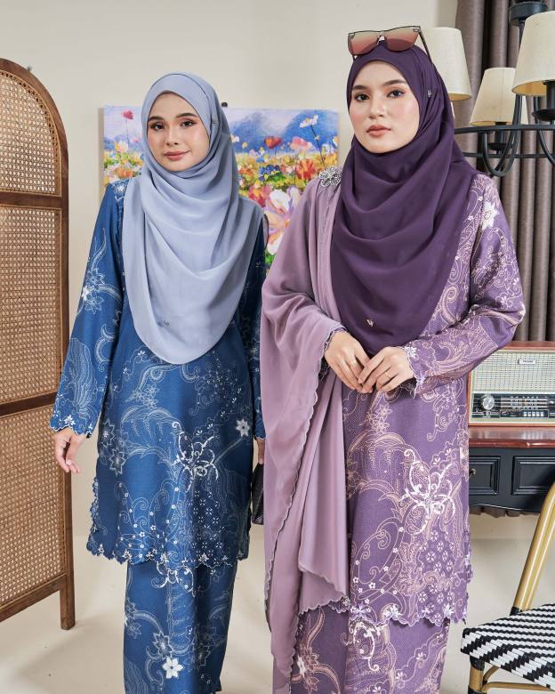 Baju Kurung Sulam Batik Ashalee - Kasturi Iris