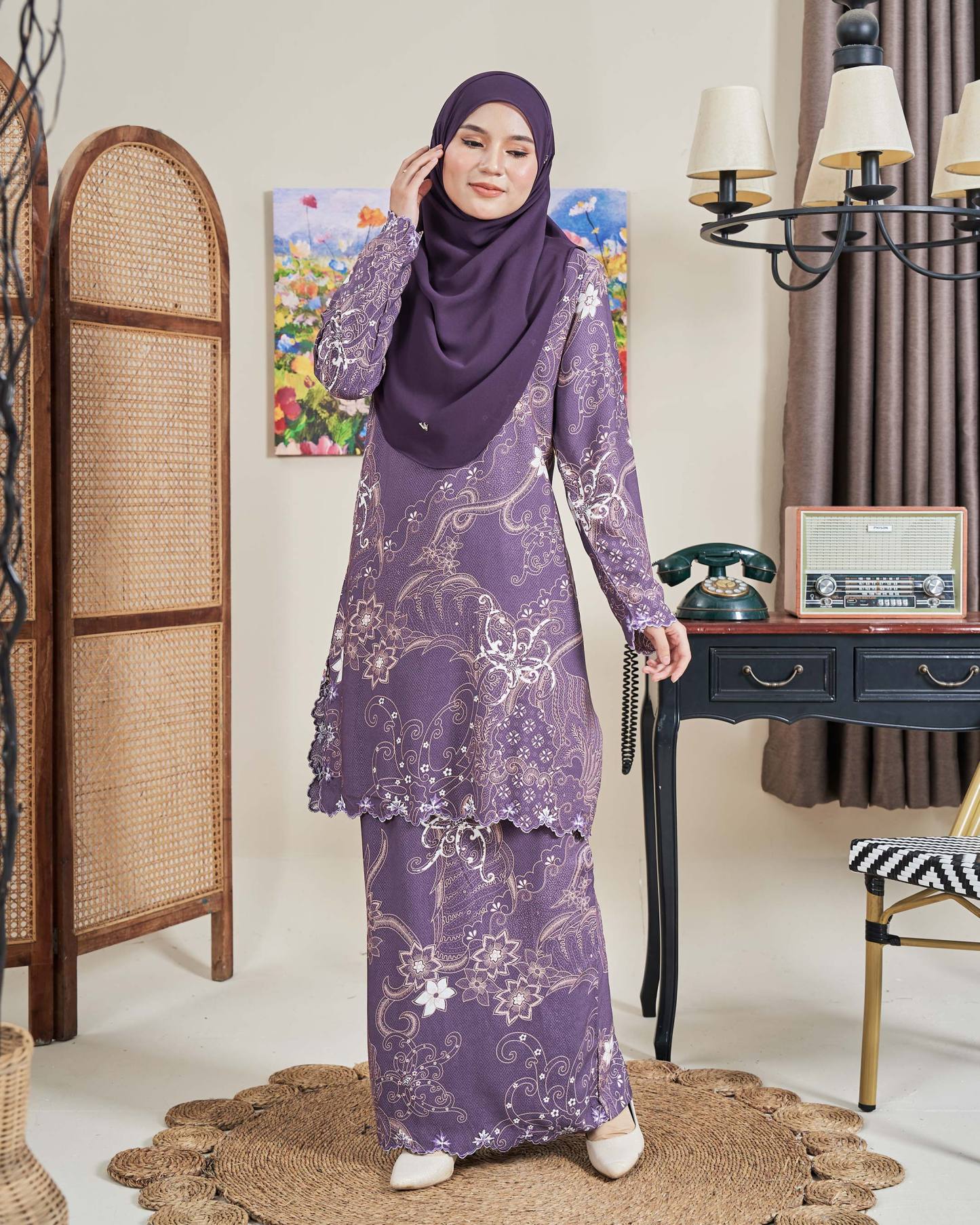 Baju Kurung Sulam Batik Ashalee - Kasturi Iris