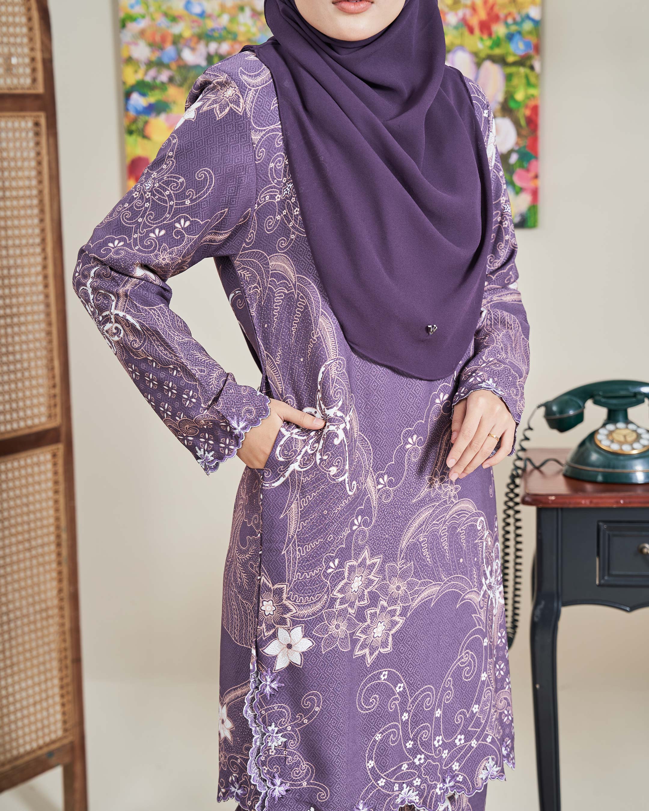 Baju Kurung Sulam Batik Ashalee - Kasturi Iris