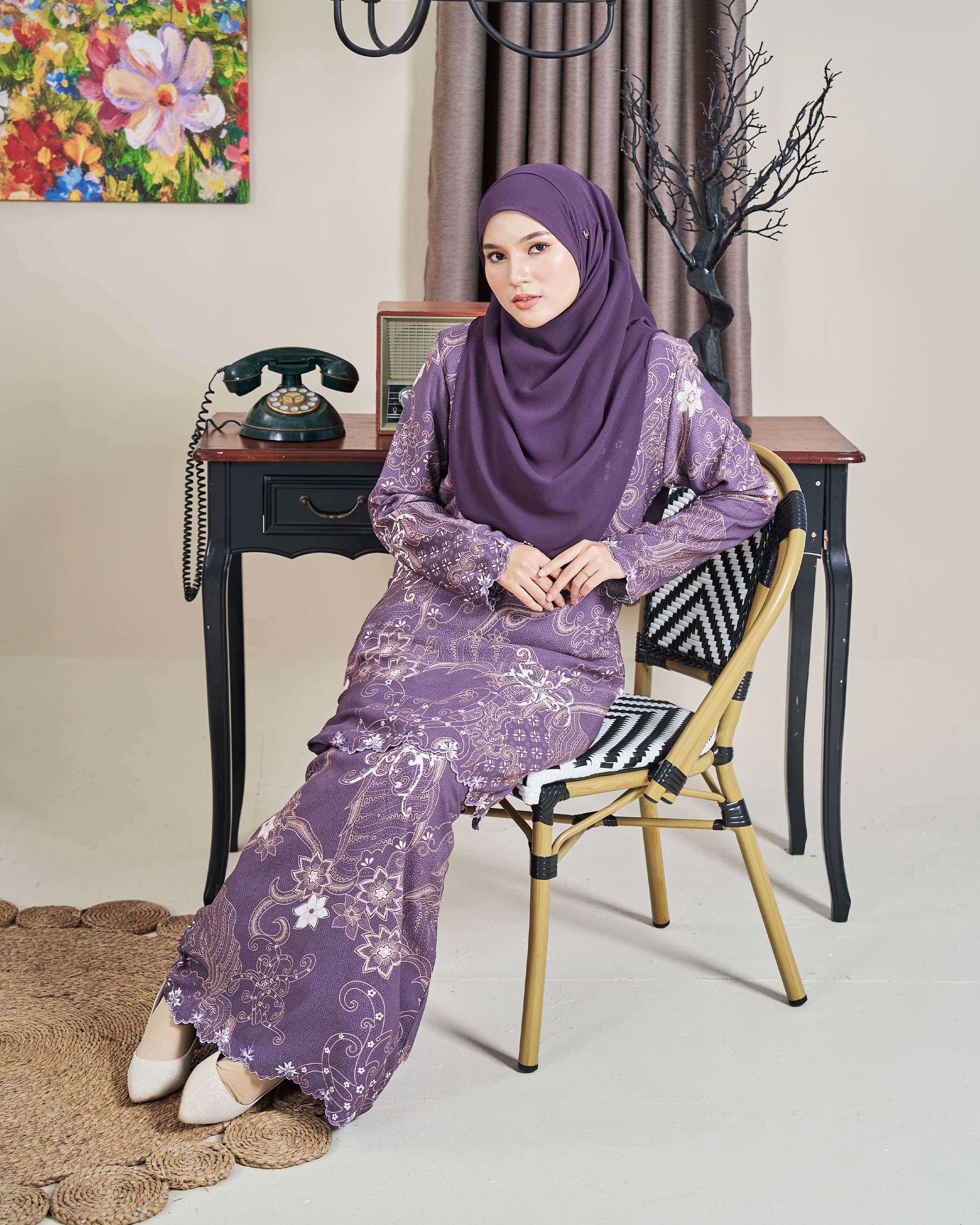 Baju Kurung Sulam Batik Ashalee - Kasturi Iris