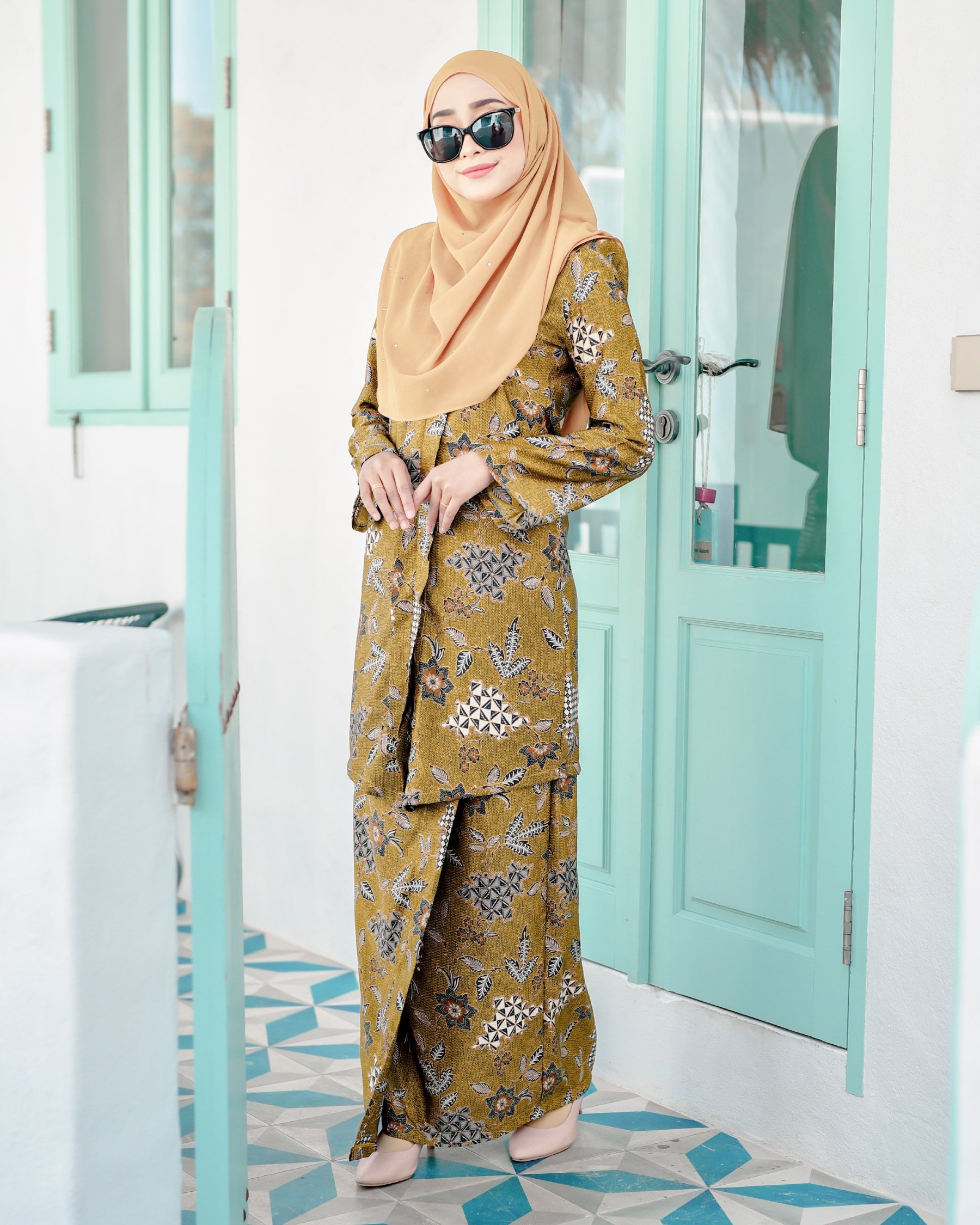 Baju Kebarung Batik Dobby Aima - Biscotti Gold
