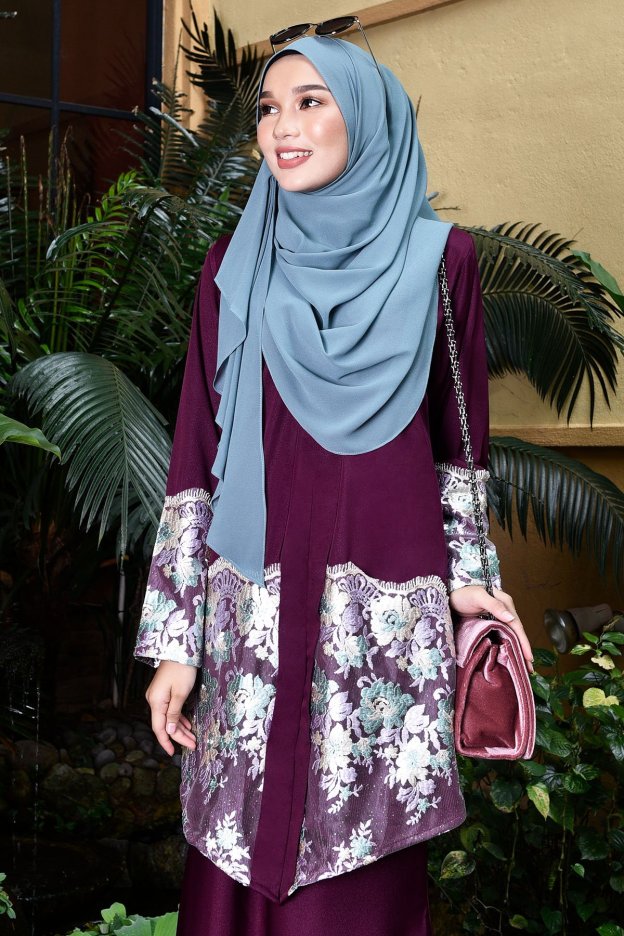 Baju Kebarung Lace Arleta - Plum Purple