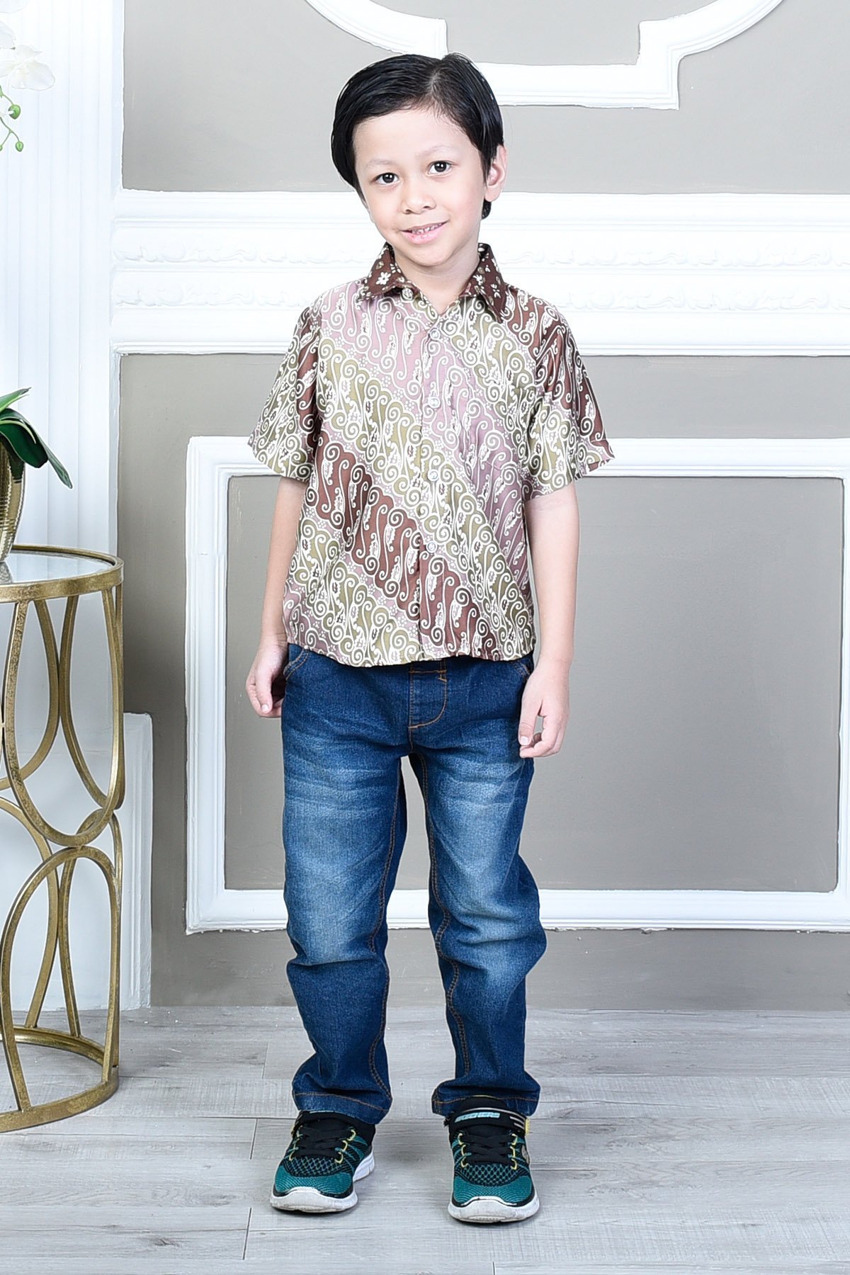 Baju Kemeja Batik Ali Kids - Ochre Brown
