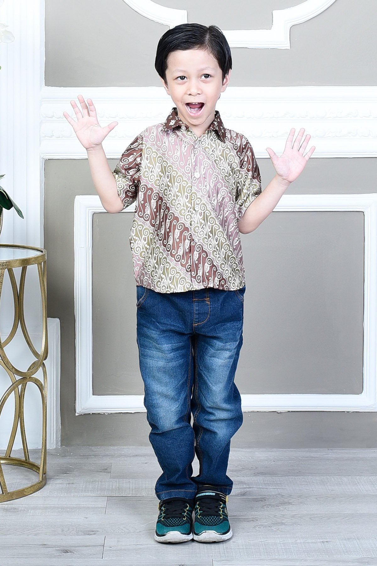 Baju Kemeja Batik Ali Kids - Ochre Brown