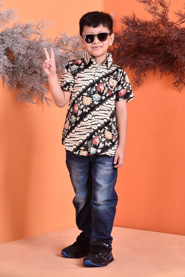 Baju Kemeja Batik Aramis Kids - Black