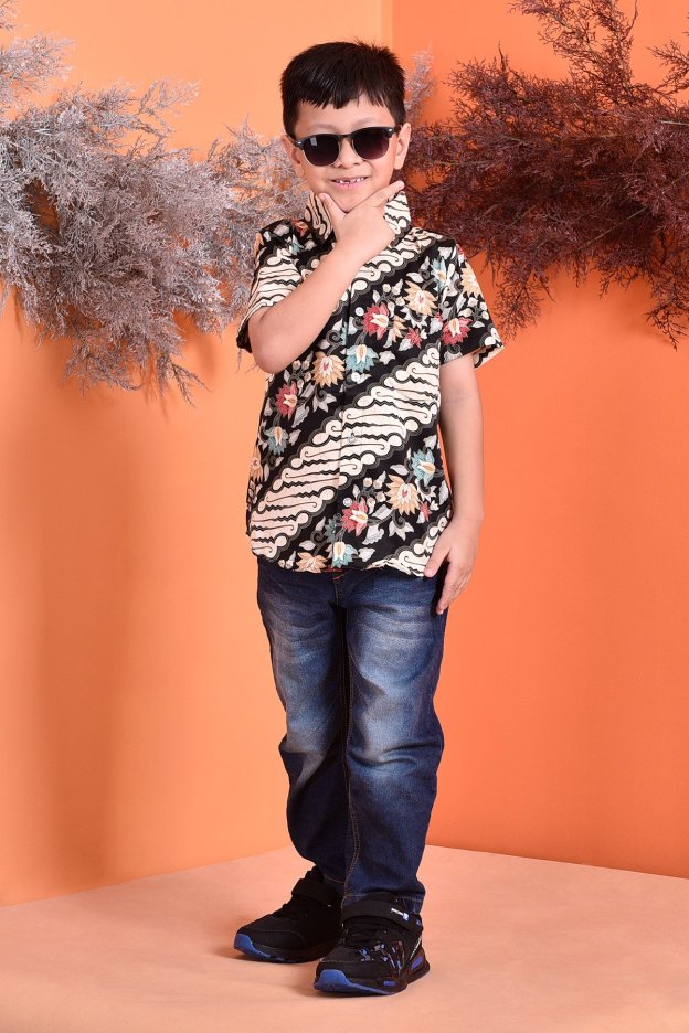 Baju Kemeja Batik Aramis Kids - Black