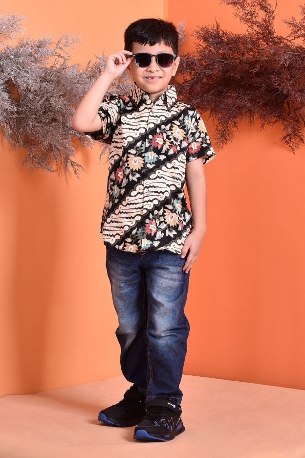 Baju Kemeja Batik Aramis Kids - Black