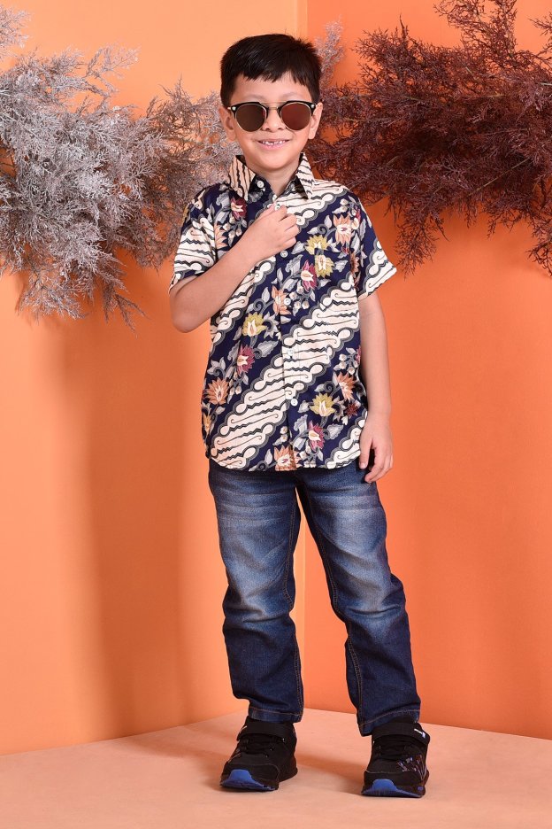 Baju Kemeja Batik Aramis Kids - Blue