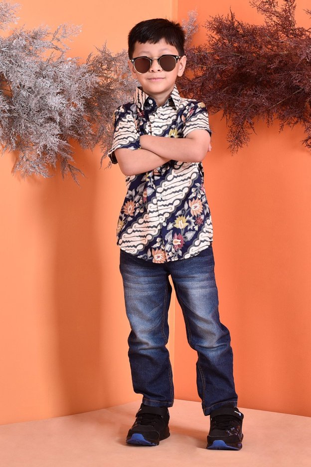 Baju Kemeja Batik Aramis Kids - Blue