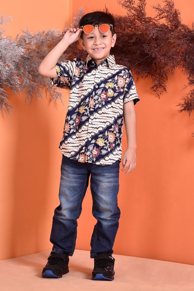 Baju Kemeja Batik Aramis Kids - Blue