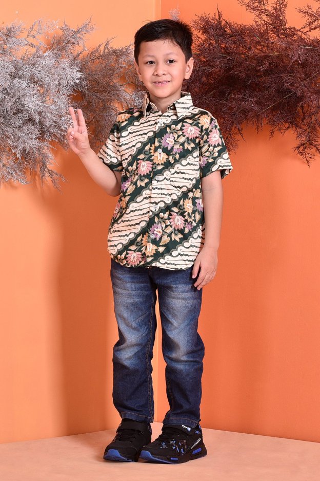Baju Kemeja Batik Aramis Kids - Green