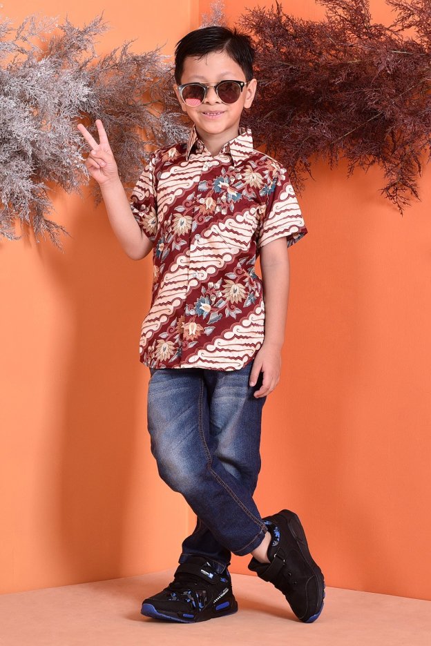 Baju Kemeja Batik Aramis Kids - Red