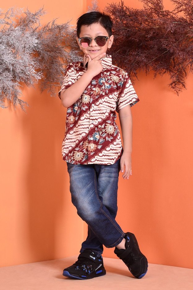 Baju Kemeja Batik Aramis Kids - Red