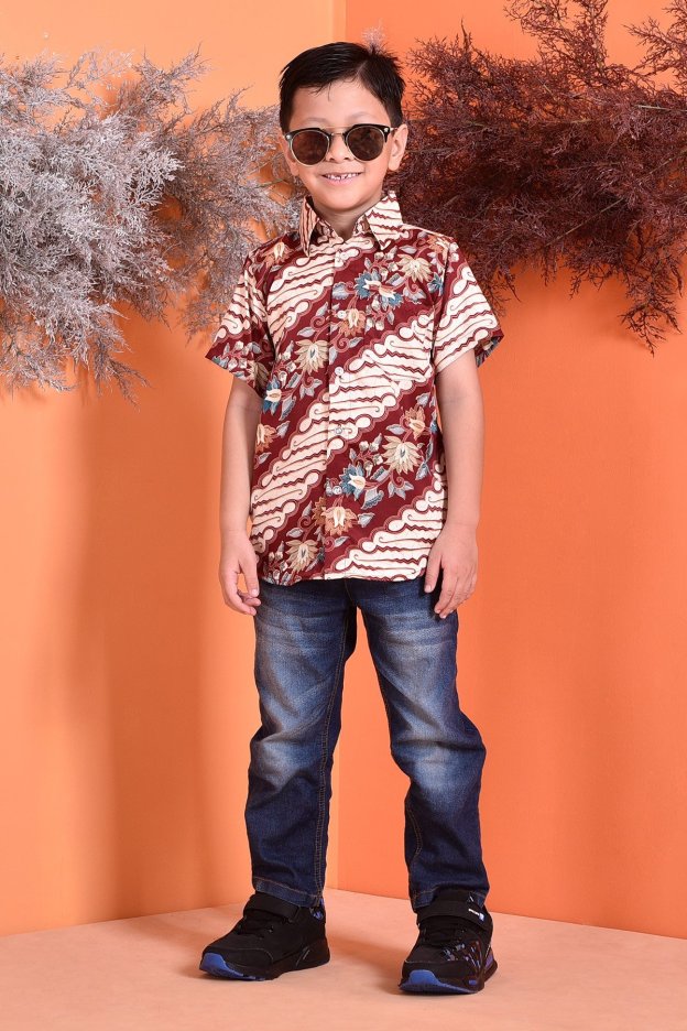 Baju Kemeja Batik Aramis Kids - Red