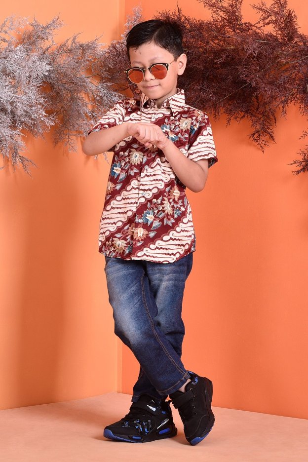 Baju Kemeja Batik Aramis Kids - Red