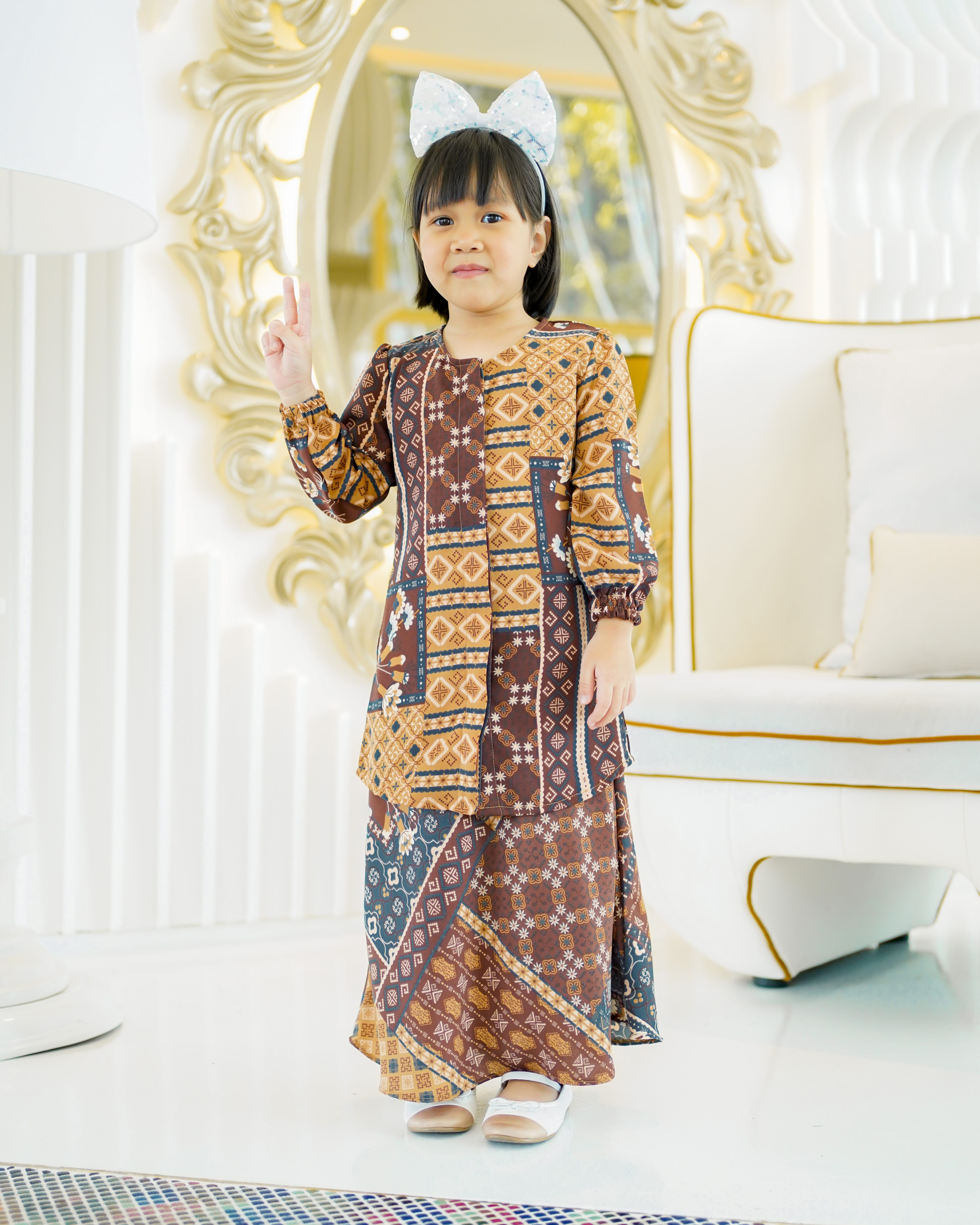 Baju Kurung Anenia Kids - Wood Brown