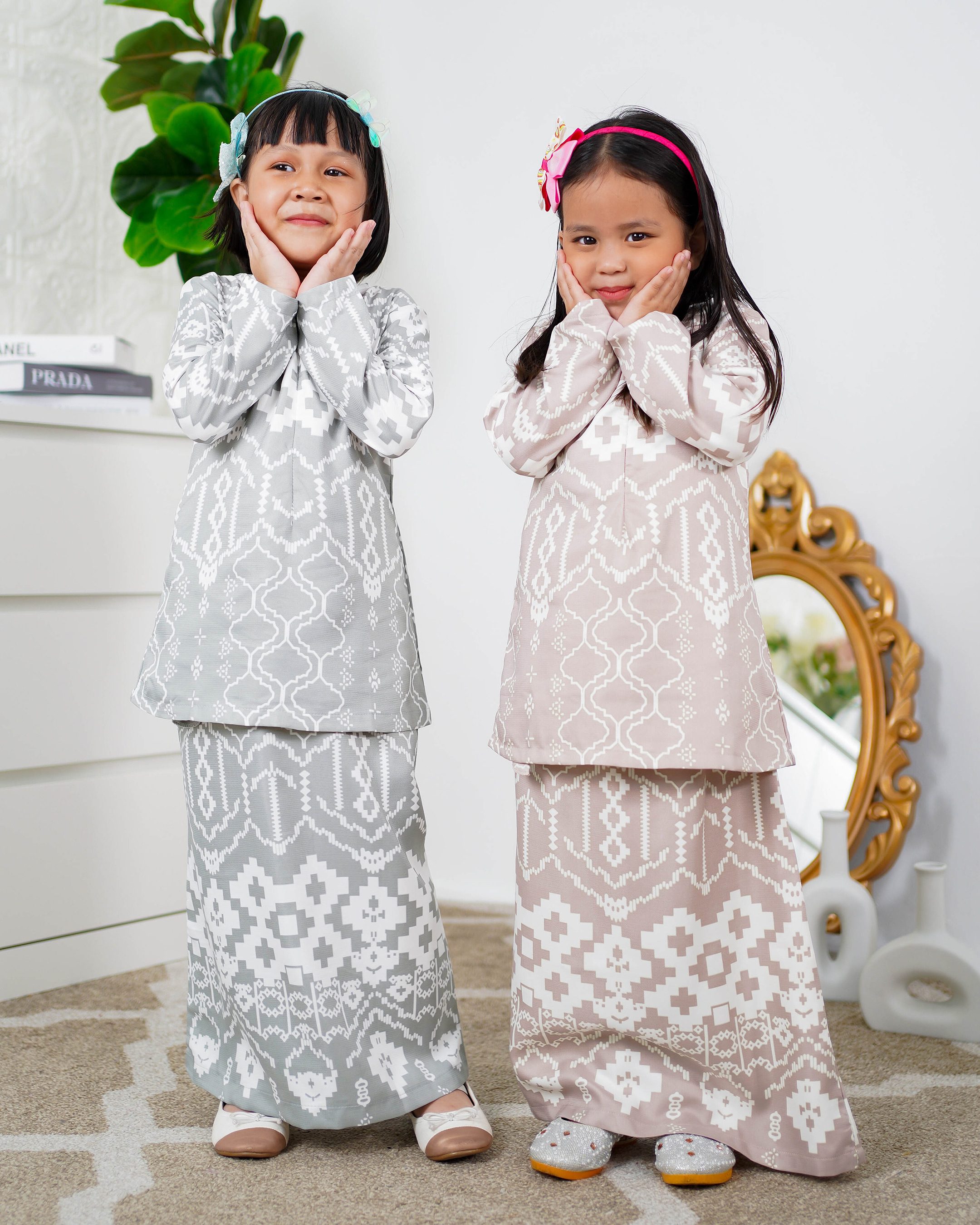 Baju Kurung Moden Anisha Kids - Powder Grey