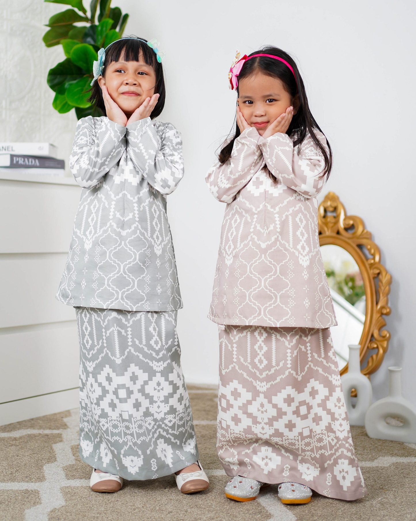 Baju Kurung Moden Anisha Kids - Powder Grey
