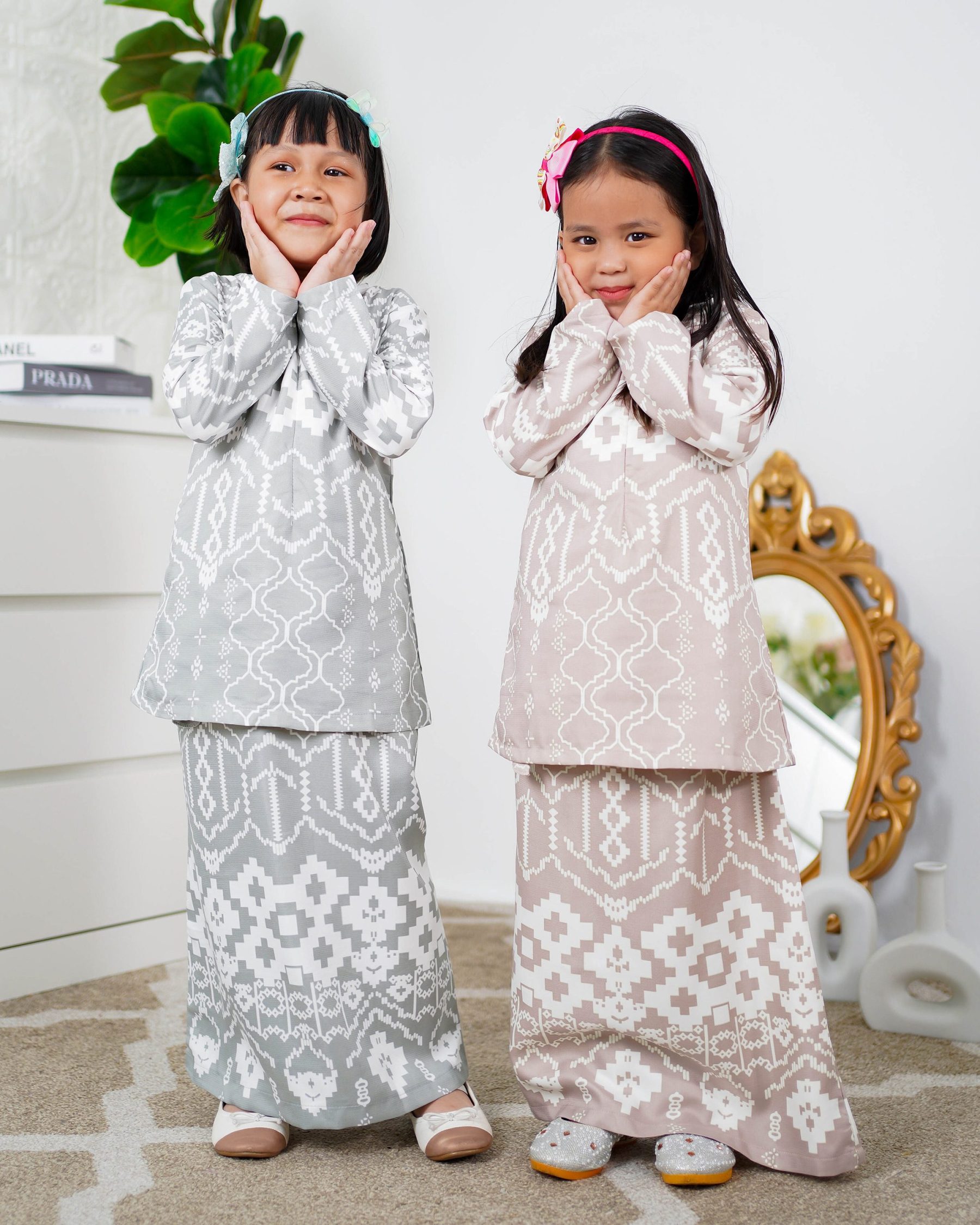 Baju Kurung Moden Anisha Kids - Powder Grey