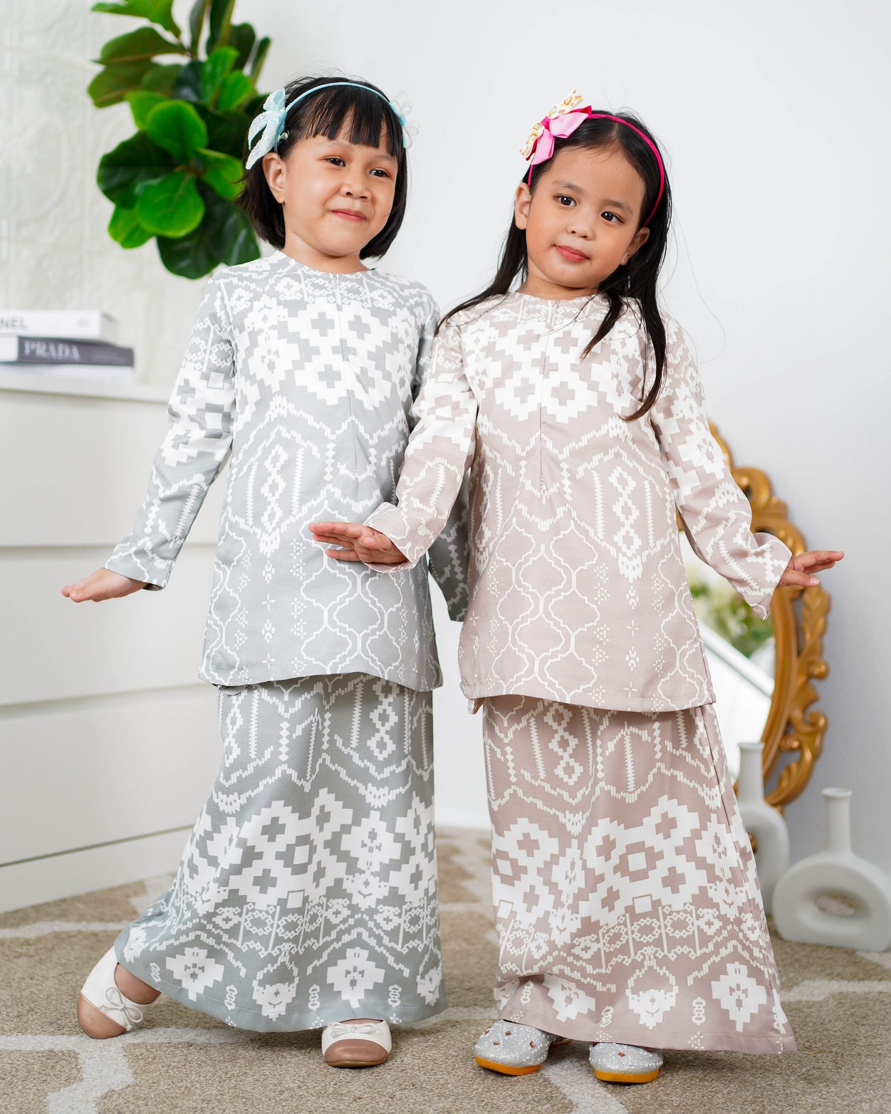 Baju Kurung Moden Anisha Kids - Powder Grey