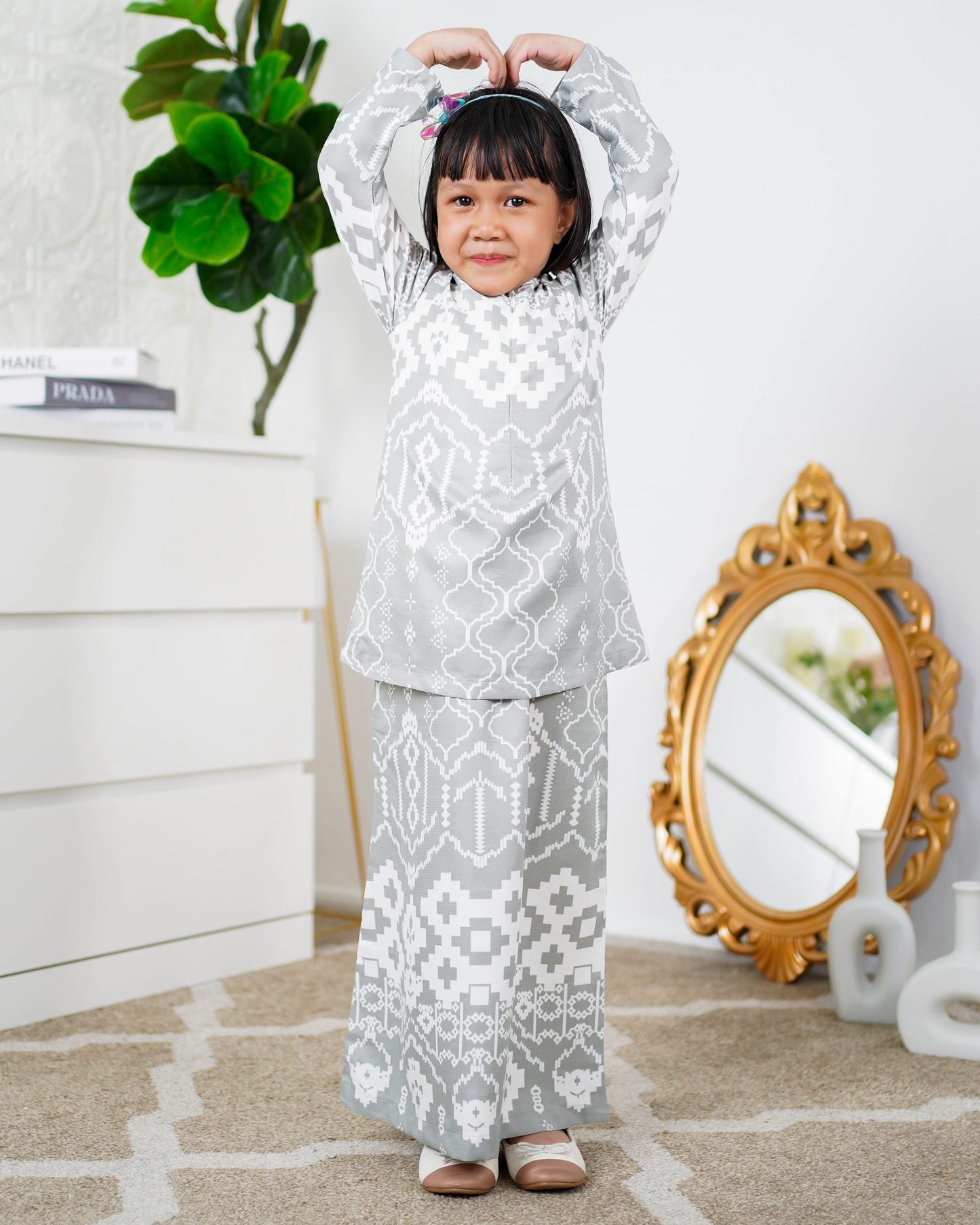 Baju Kurung Moden Anisha Kids - Powder Grey