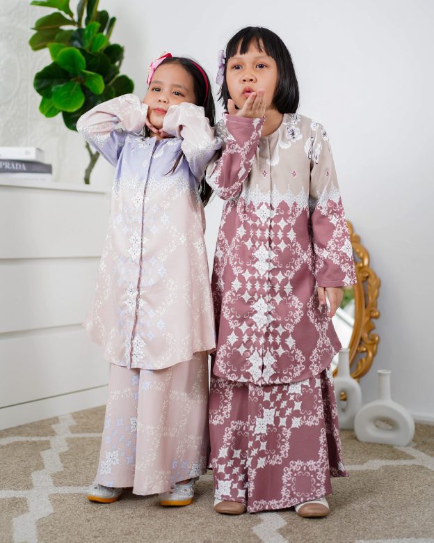 Baju Kurung Moden Asira Kids - Pink Coral