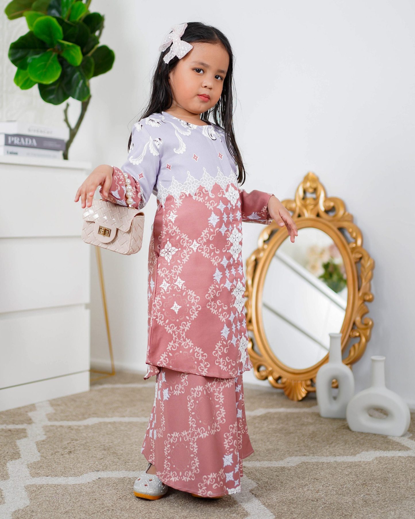 Baju Kurung Moden Asira Kids - Pink Coral