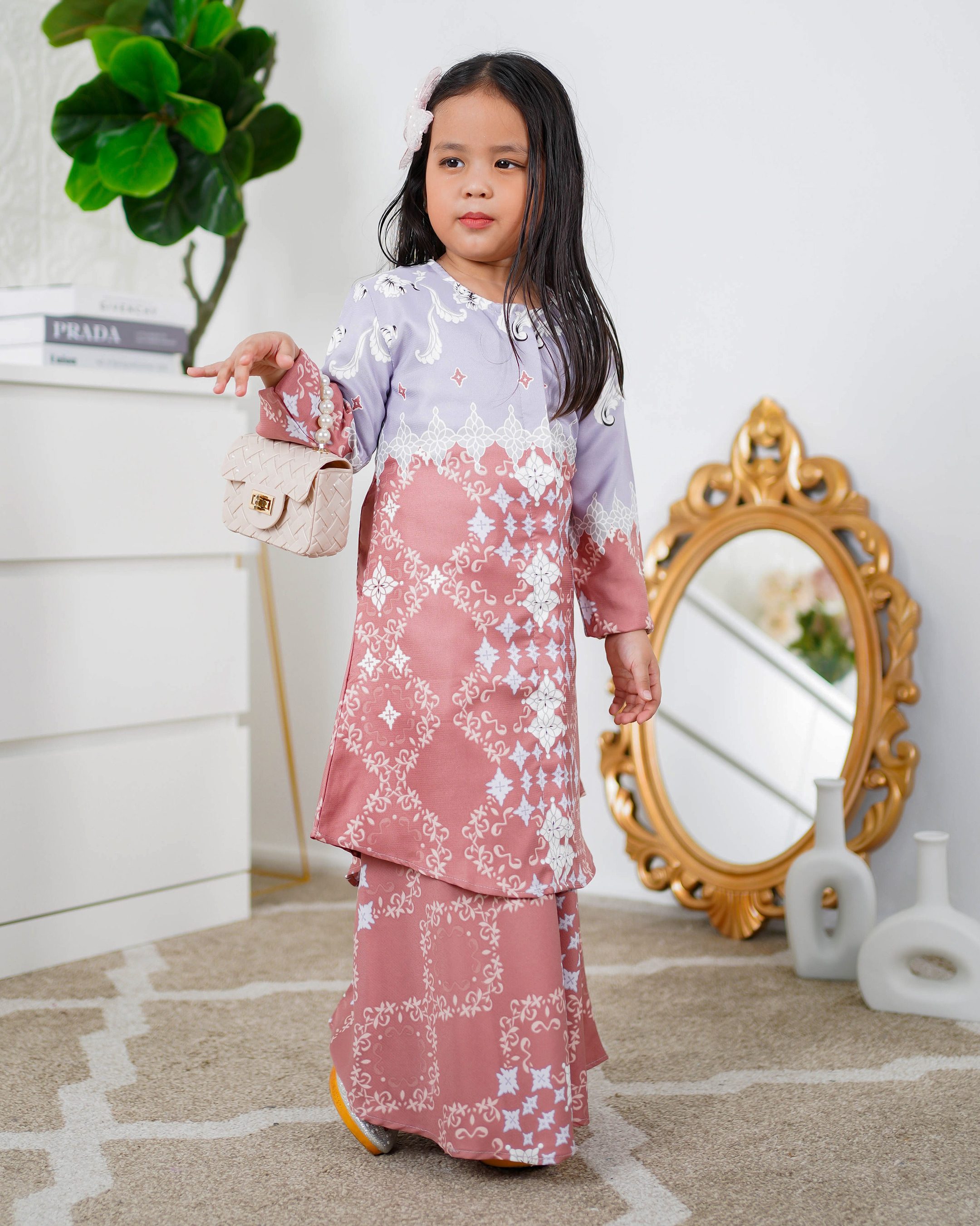 Baju Kurung Moden Asira Kids - Pink Coral