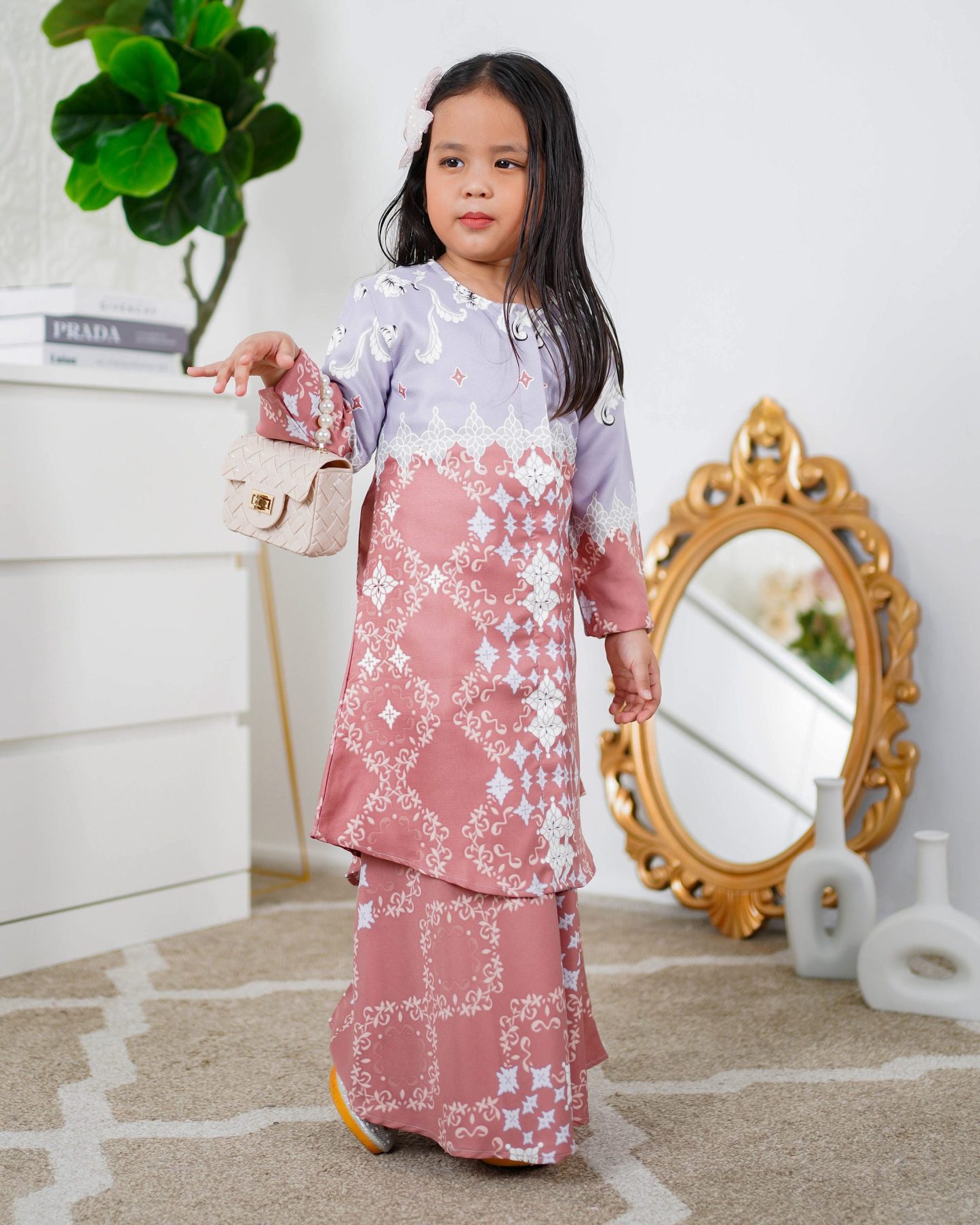 Baju Kurung Moden Asira Kids - Pink Coral