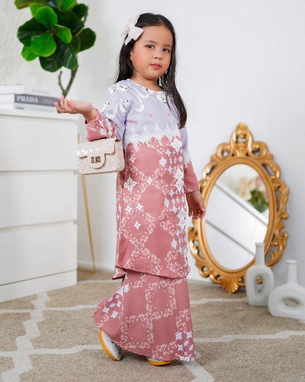 Baju Kurung Moden Asira Kids - Pink Coral