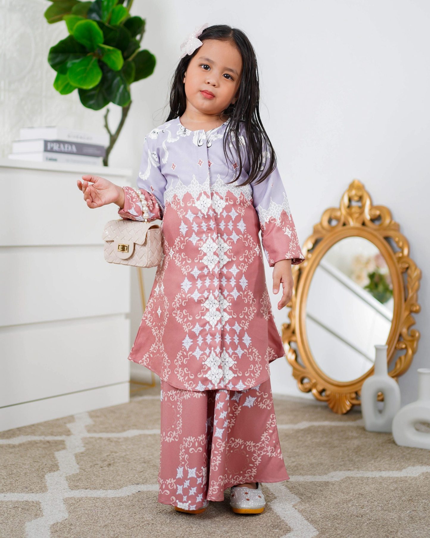 Baju Kurung Moden Asira Kids - Pink Coral