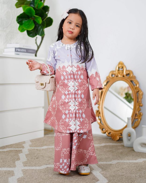 Baju Kurung Moden Asira Kids - Pink Coral