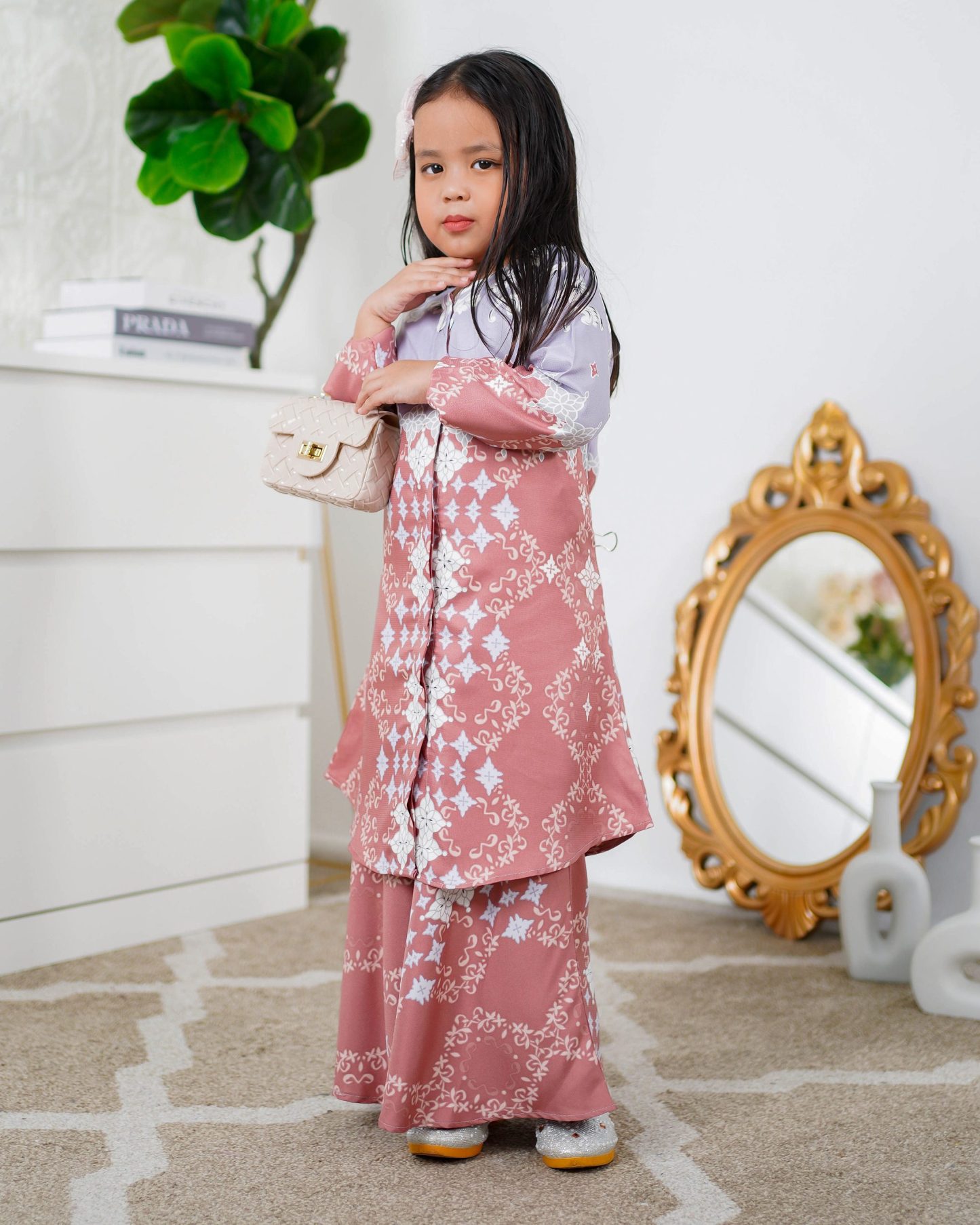 Baju Kurung Moden Asira Kids - Pink Coral
