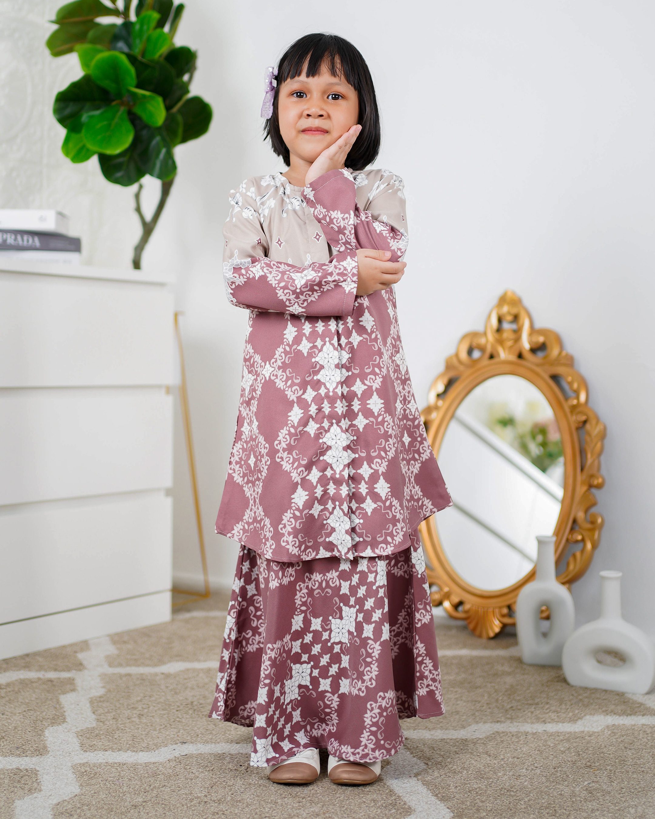Baju Kurung Moden Asira Kids - Cranberry