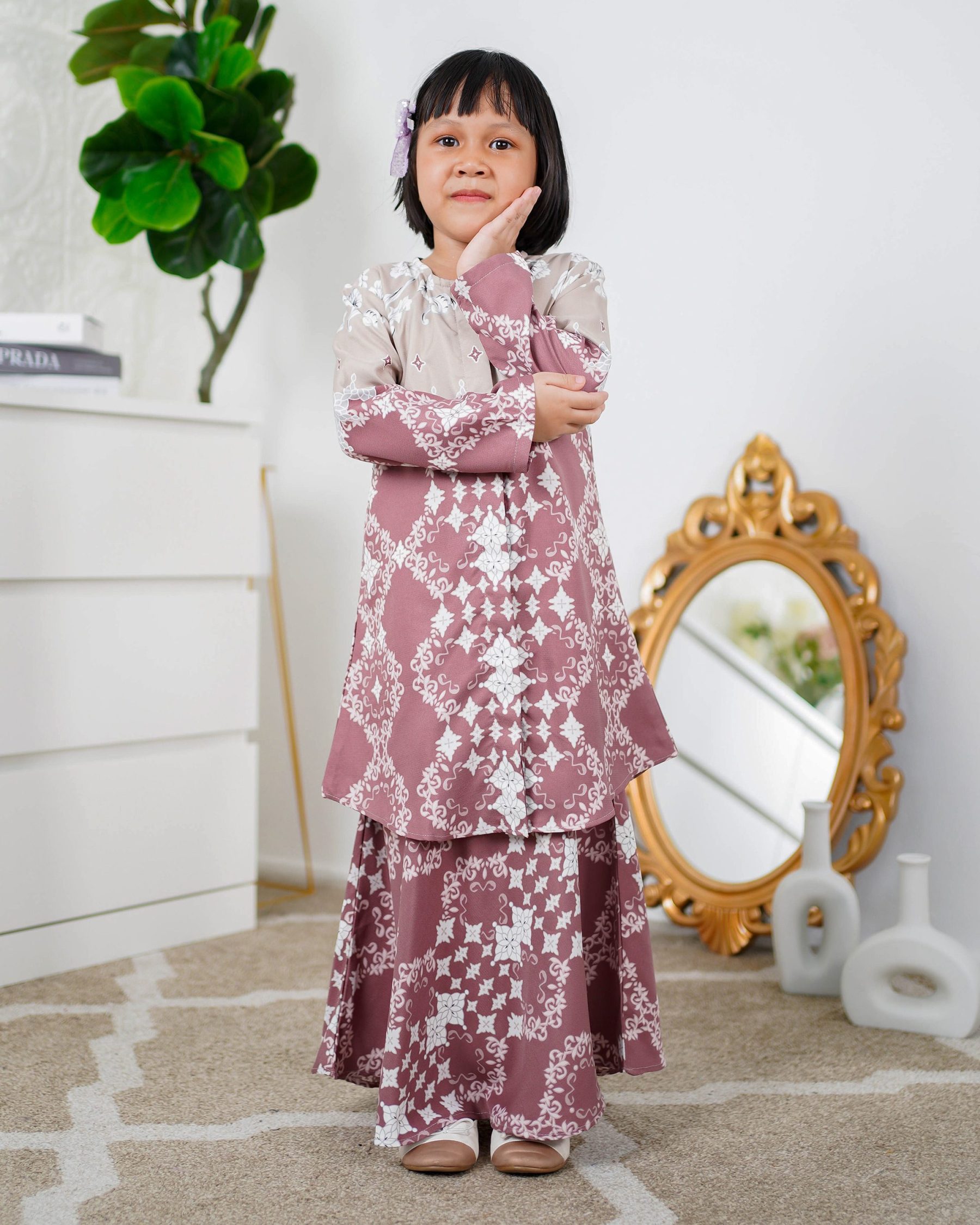 Baju Kurung Moden Asira Kids - Cranberry