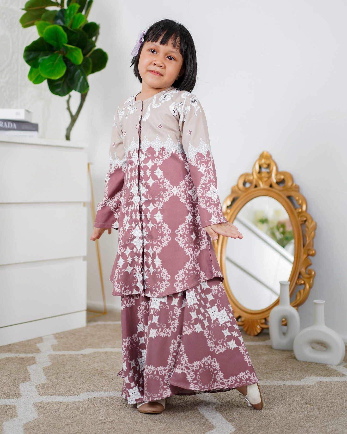 Baju Kurung Moden Asira Kids - Cranberry