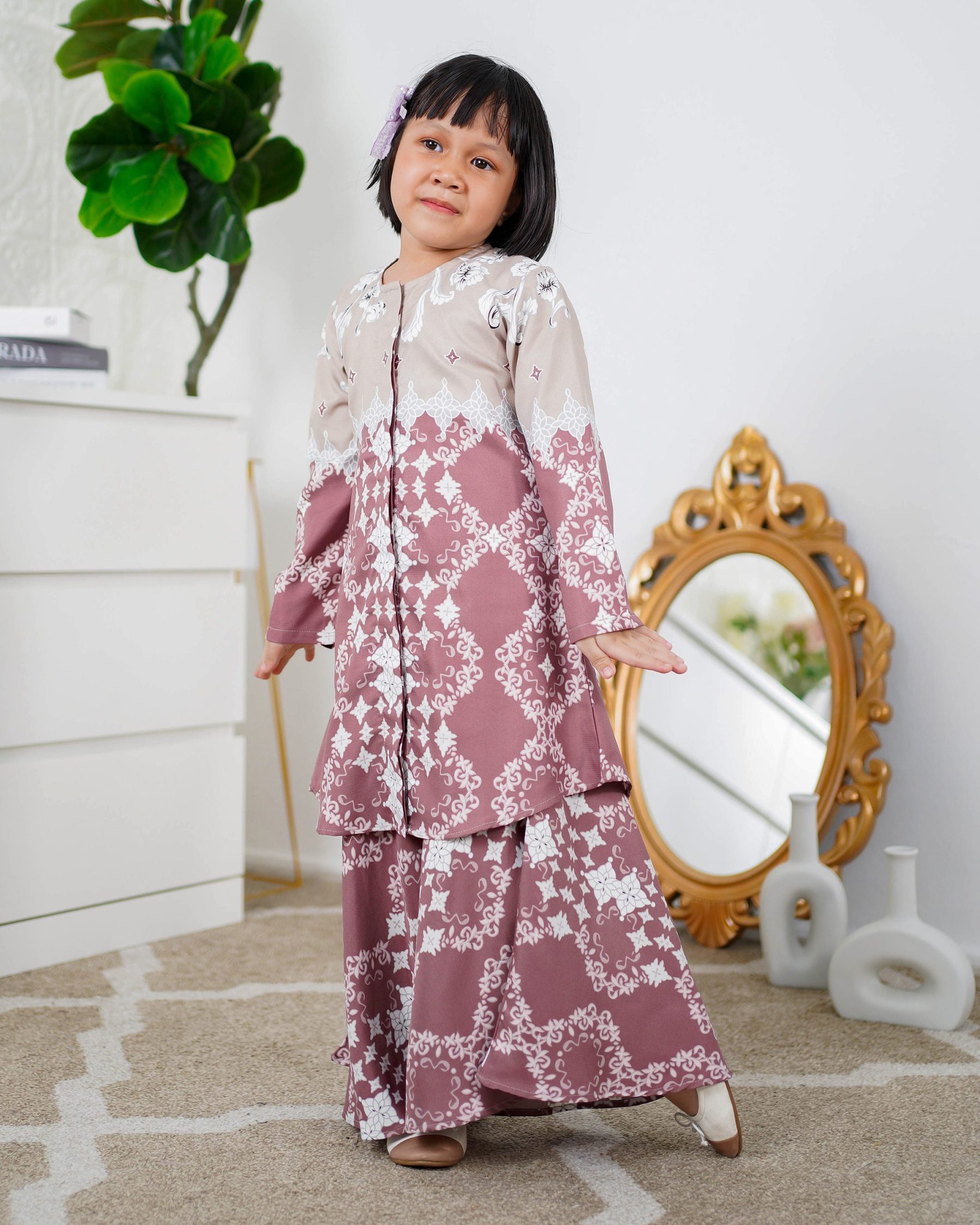 Baju Kurung Moden Asira Kids - Cranberry