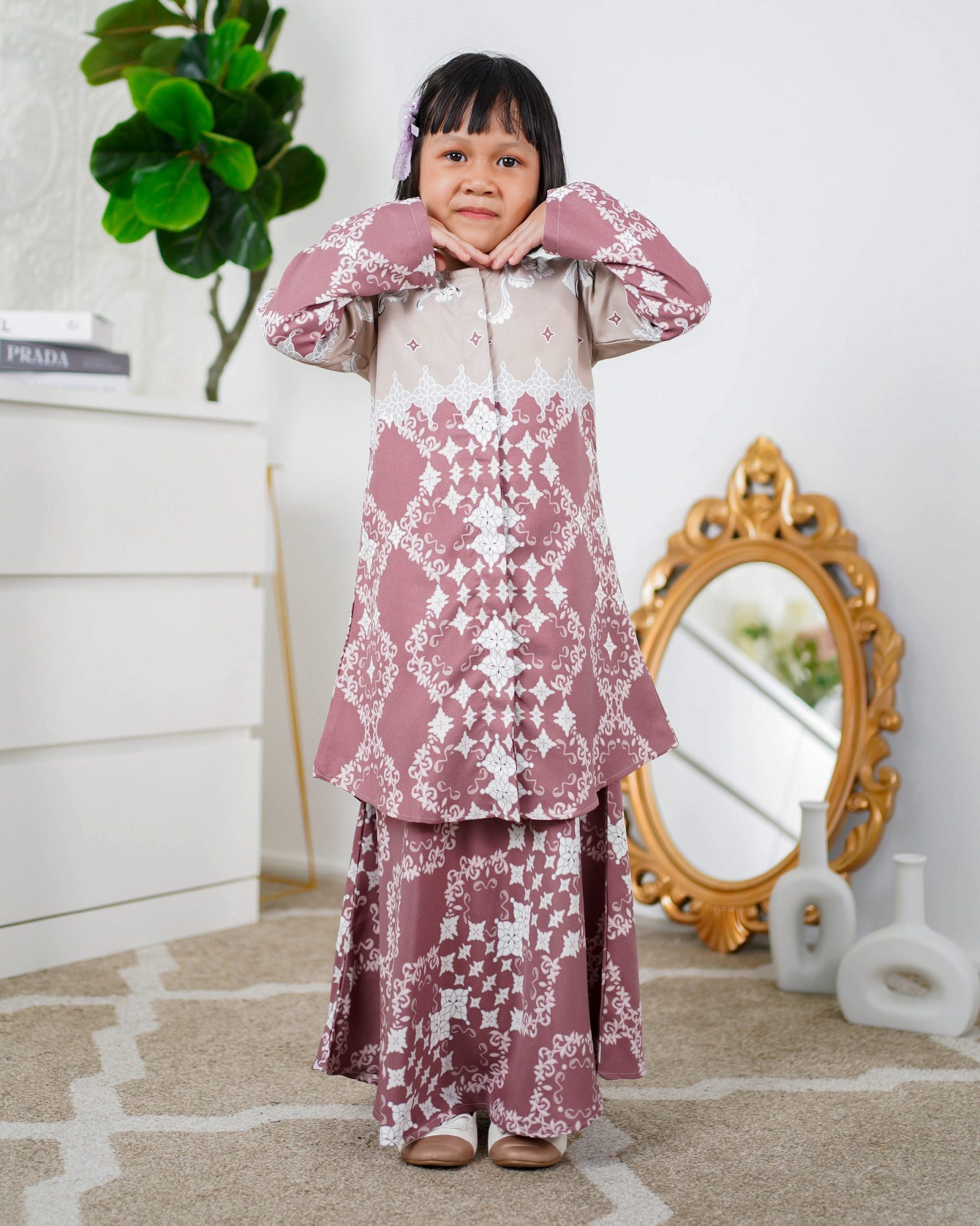 Baju Kurung Moden Asira Kids - Cranberry