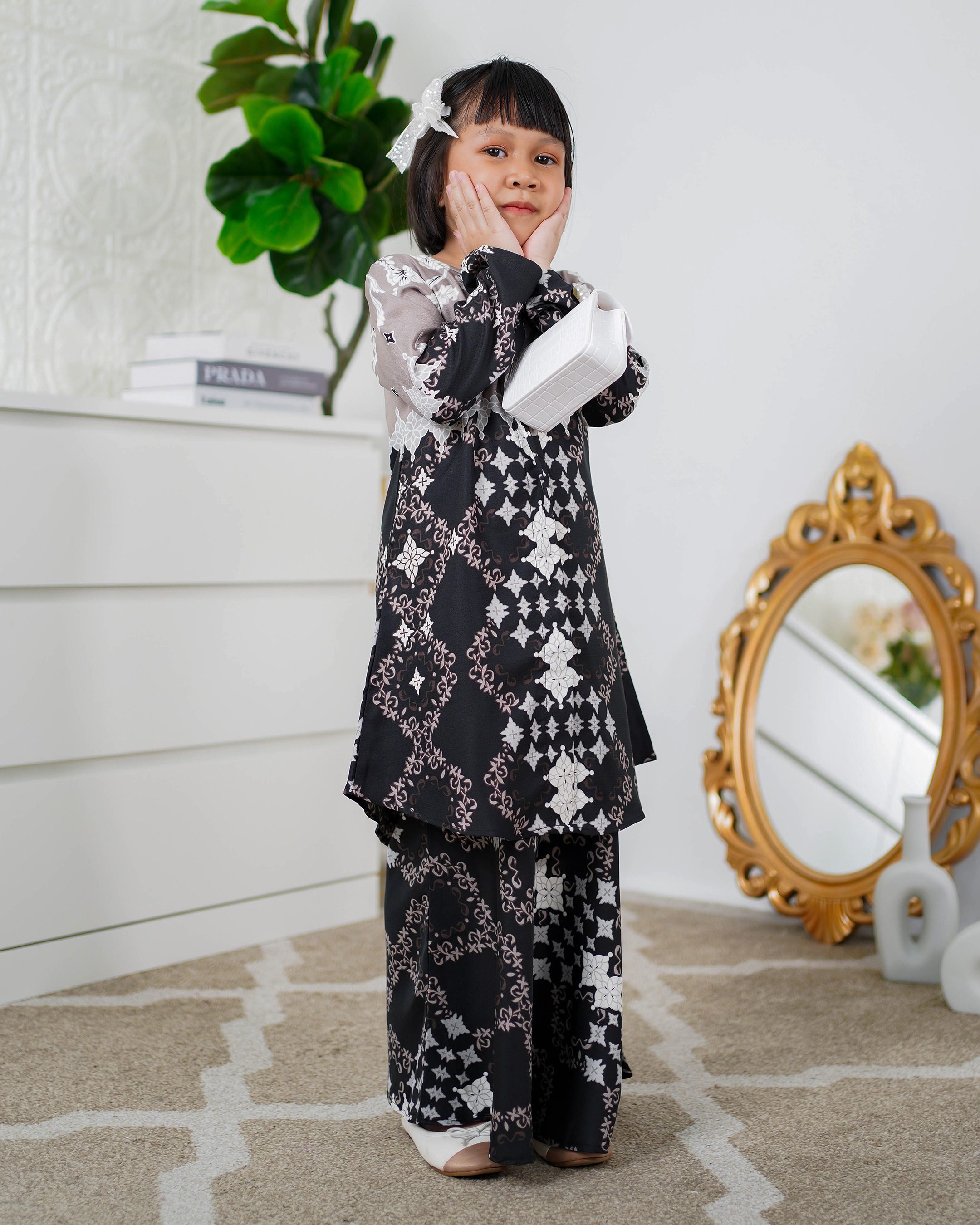 Baju Kurung Moden Asira Kids - Jet Black